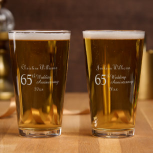 65th Blue Sapphire Wedding Anniversary Pint Glass