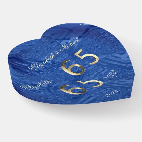 65th Blue Sapphire Wedding Anniversary with Name Paperweight