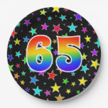 [ Thumbnail: 65th Event: Bold, Fun, Colorful Rainbow 65 Paper Plates ]
