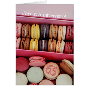 65th French Birthday Macaron-Joyeux Anniversaire! Cards