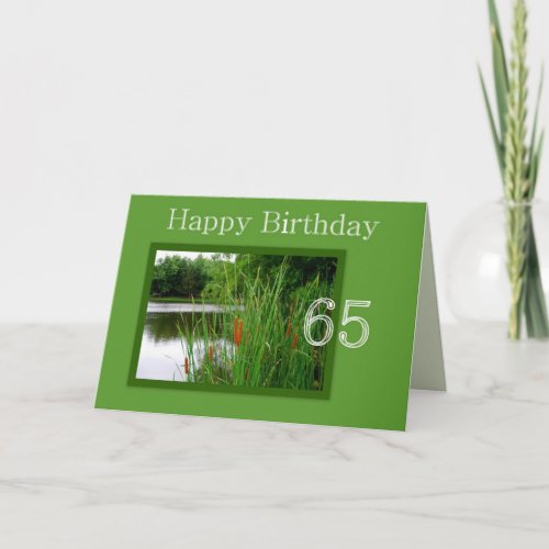 65th Happy Birthday Cat Tails on Pond Card