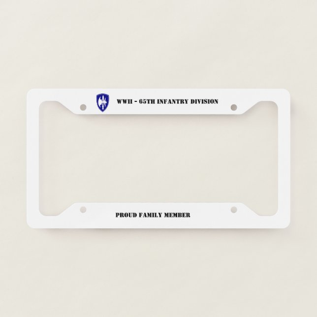 65th Infantry Division License Plate Frame (Front)