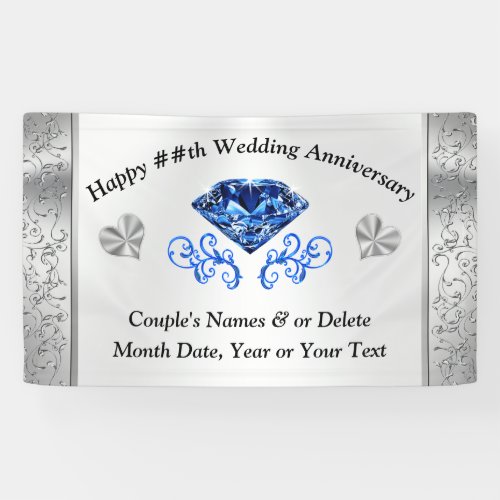 65th or 45th Sapphire Wedding Anniversary Banner