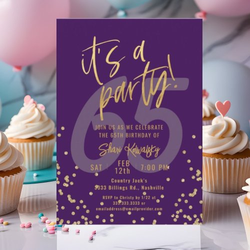65th Purple and Gold Fun Birthday Party
