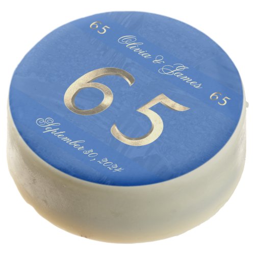 65th Sapphire Wedding Anniversary Blue and Gold Chocolate Covered Oreo