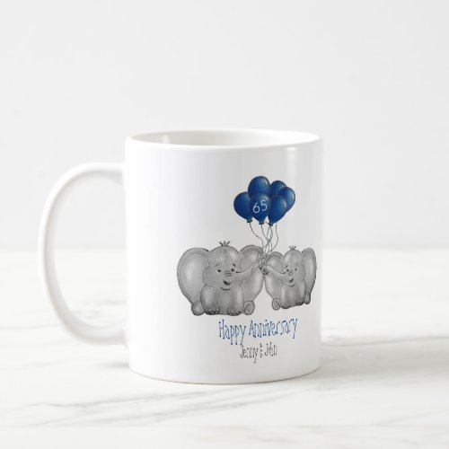 65th Sapphire wedding anniversary elephant gift Coffee Mug