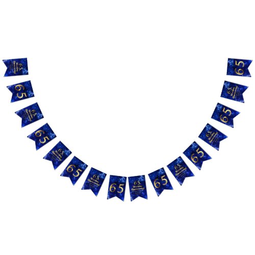 65th Sapphire Wedding Anniversary Gold Typography Bunting Flags