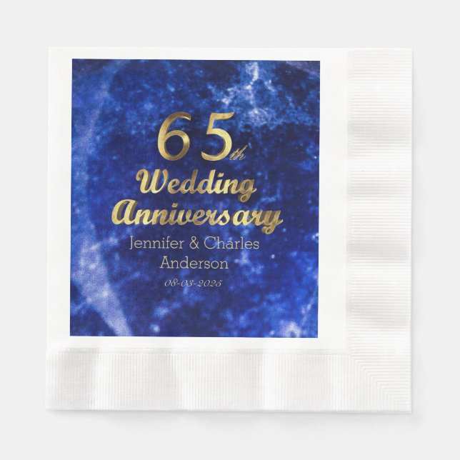 65th Sapphire Wedding Anniversary Gold Typography Napkins (Front)