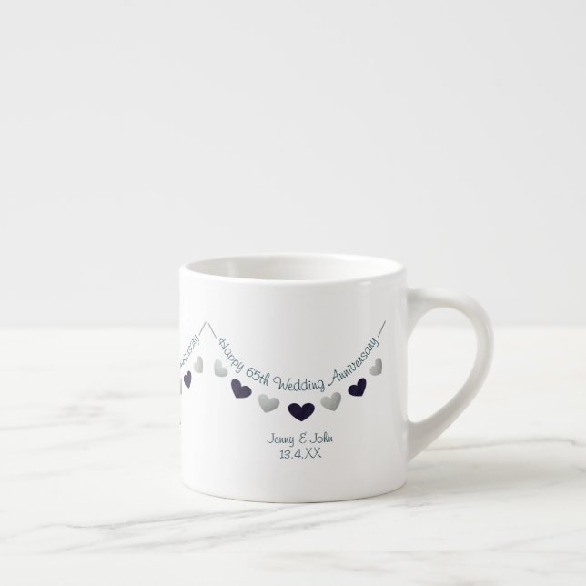 65th Sapphire Wedding Anniversary husband & wife Espresso Cup (Right)