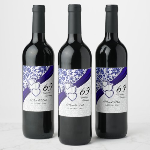 65th Sapphire Wedding Anniversary Wine Label