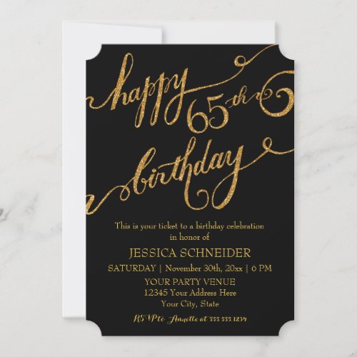 65th Sixtyfifth Birthday Party Ticket Celebration Invitation