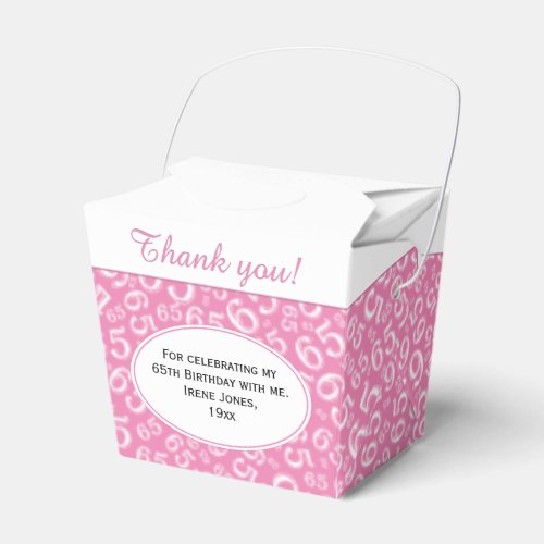 65th Thank You PinkWhite 65 Number Pattern Favor Boxes