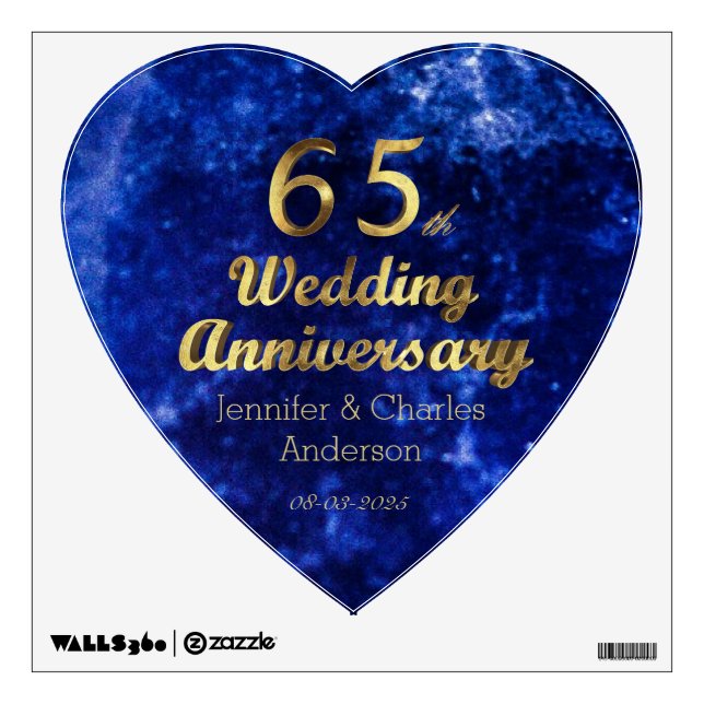 65th Wedding Anniversary Add Name and Date Wall Decal (Front)