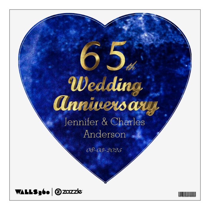 65th Wedding Anniversary Add Name and Date Wall Decal | Zazzle.com