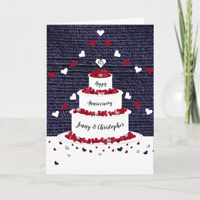 65th wedding anniversary bunting & cake holiday card (Front)