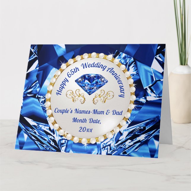 65th Wedding Anniversary Card for Mum and Dad,  (Front)