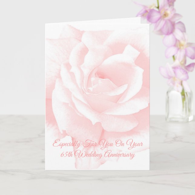 65th Wedding Anniversary Card Pink Rose (Orchid)