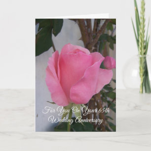 65th Wedding Anniversary Card Pink Rose