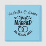 65th Wedding Anniversary Custom Names Sky Blue Magnet<br><div class="desc">Commemorate your sixty-fifth wedding anniversary with this sky blue background,  custom magnet. Personalize the names in black text to your own or the couple celebrating this milestone. Great idea for a party favor too!</div>