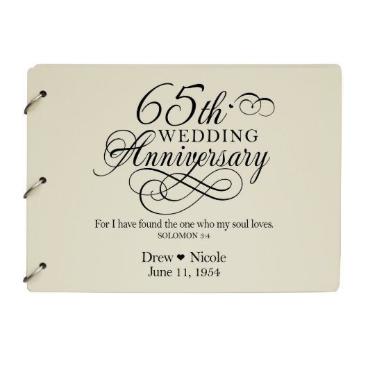 65th Wedding Anniversary Decorative Guest Book (Front)