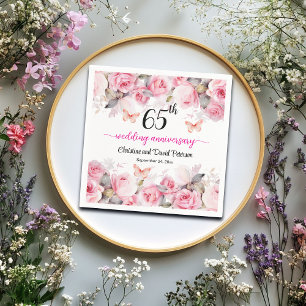 65th Wedding Anniversary Elegant Blush Roses Napkins
