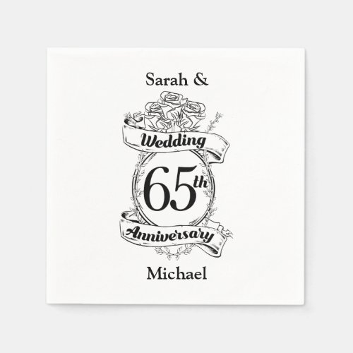 65th Wedding Anniversary Flowers Napkins