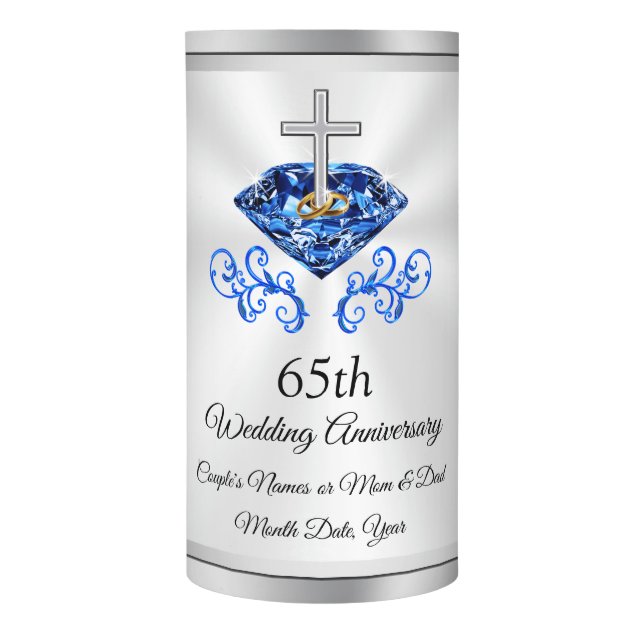 65th Wedding Anniversary Gift Ideas for Parents Flameless Candle (Front)
