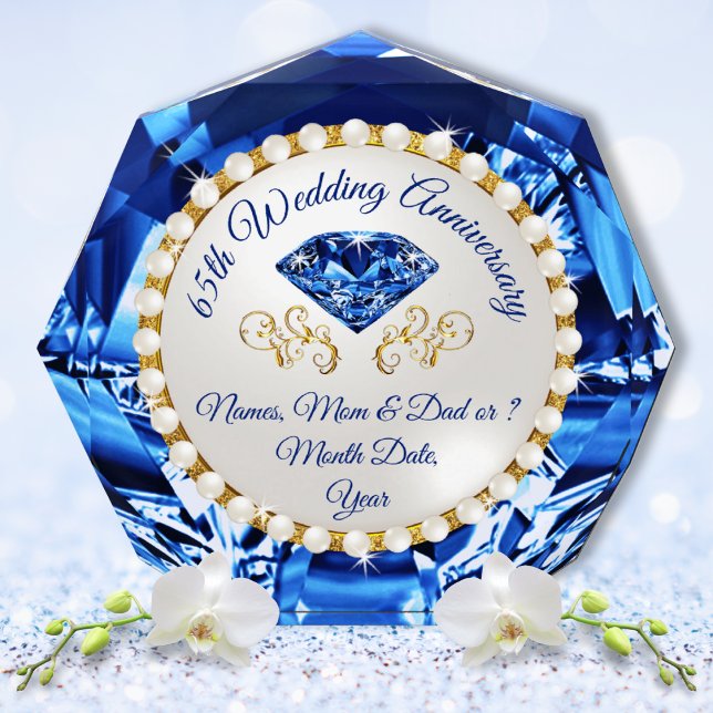 65th Wedding Anniversary Gifts for Parents, Couple (65 years of marriage gift, grandparents 65th wedding anniversary. Sapphire wedding anniversary gifts)