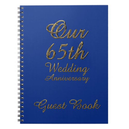 65th Wedding Anniversary Guest Book Blue Sapphire