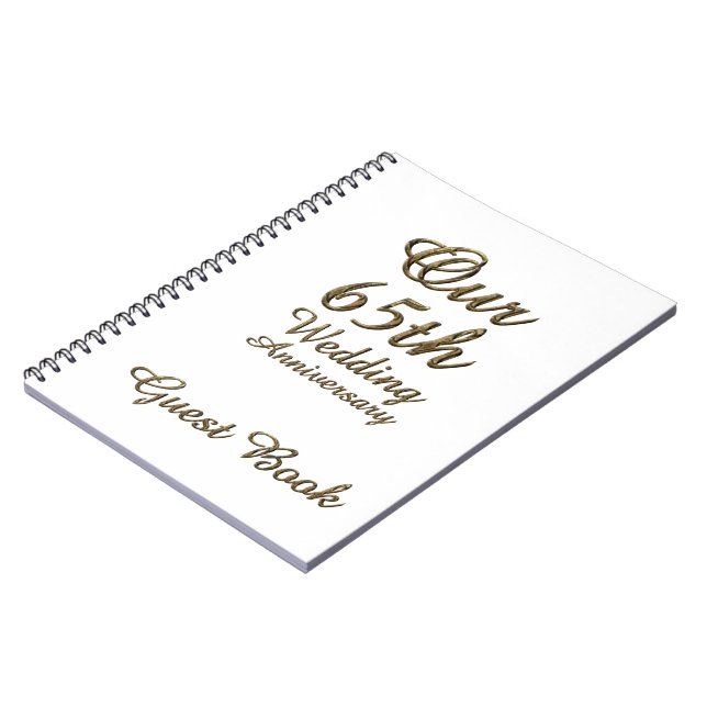 65th Wedding Anniversary Guest Book Gold White (Left Side)