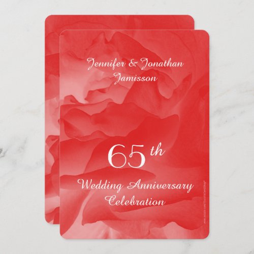 65th Wedding Anniversary Party Invitation Rose Invitation