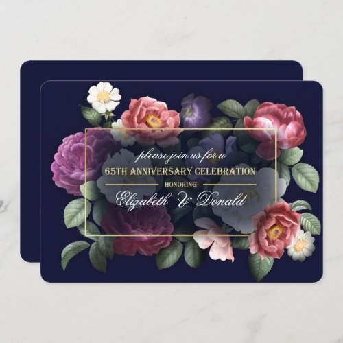 65th Wedding Anniversary Party Vintage Floral Invitation