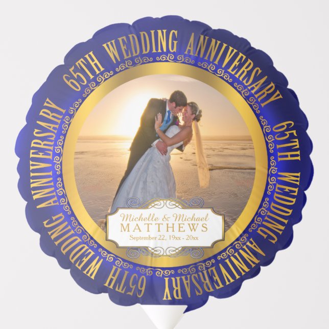 65th Wedding Anniversary Photo Keepsake Balloon (Front)