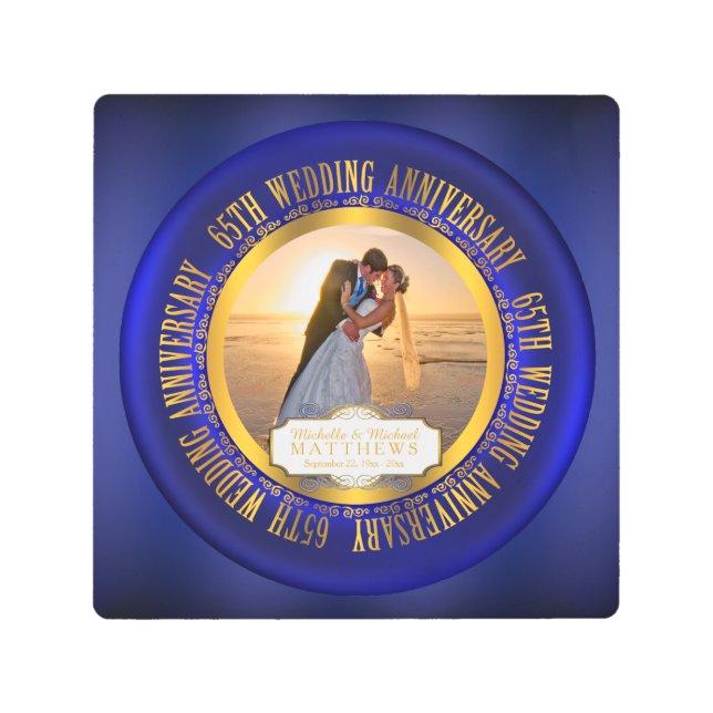 65th Wedding Anniversary Photo Keepsake Metal Print (Front)
