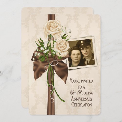 65th Wedding Anniversary Roses Invitation