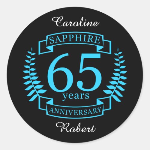 65th Wedding ANNIVERSARY SAPPHIRE Classic Round Sticker