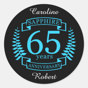 65th Wedding ANNIVERSARY SAPPHIRE Classic Round Sticker