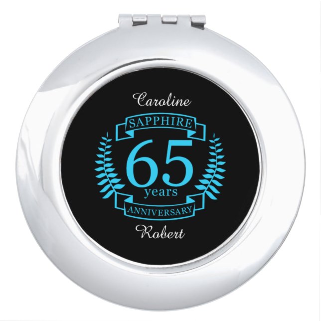 65th Wedding ANNIVERSARY SAPPHIRE Compact Mirror (Front)