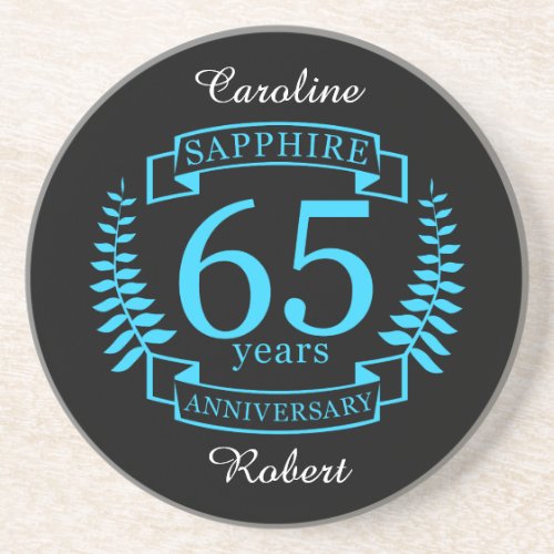 65th Wedding ANNIVERSARY SAPPHIRE Drink Coaster