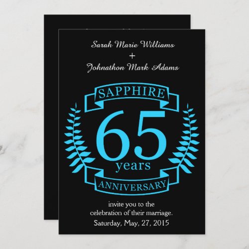 65th Wedding ANNIVERSARY SAPPHIRE Invitation