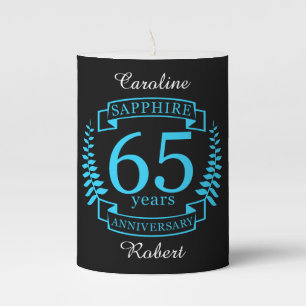 65th Wedding ANNIVERSARY SAPPHIRE Pillar Candle