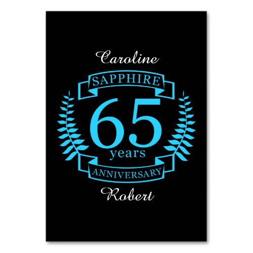 65th Wedding ANNIVERSARY SAPPHIRE Table Number