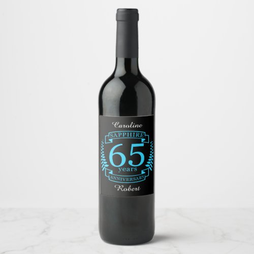 65th Wedding ANNIVERSARY SAPPHIRE Wine Label