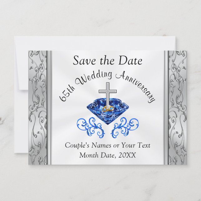 65th Wedding Anniversary Save the Date Cards (Front)