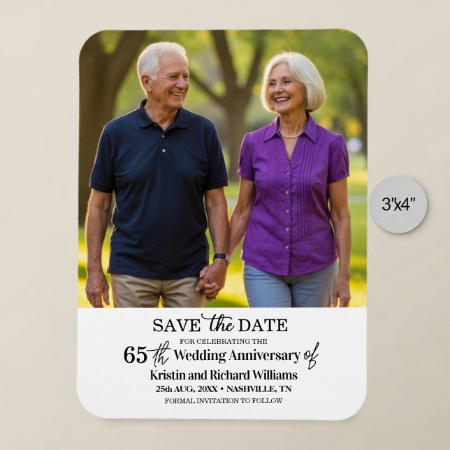 65th Wedding Anniversary Save the Date Photo Magnet (Creator Uploaded)