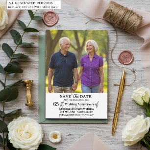 65th Wedding Anniversary Save the Date Photo Note Card