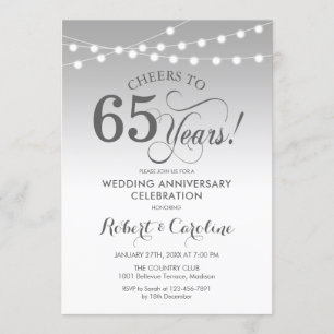 65th Wedding Anniversary - Silver White Invitation