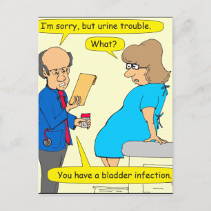 662 urine trouble pun cartoon postcard