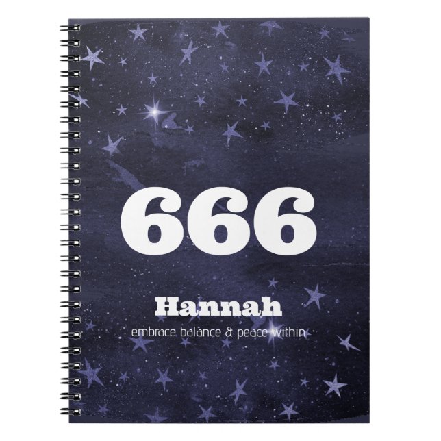 666 Angel Number Stars Higher Self Alignment Notebook (Front)