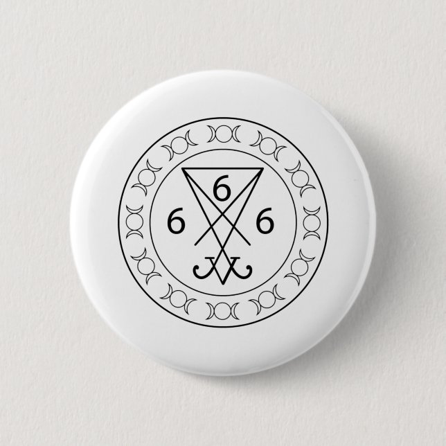 666 Lucifers sigil Black Button (Front)
